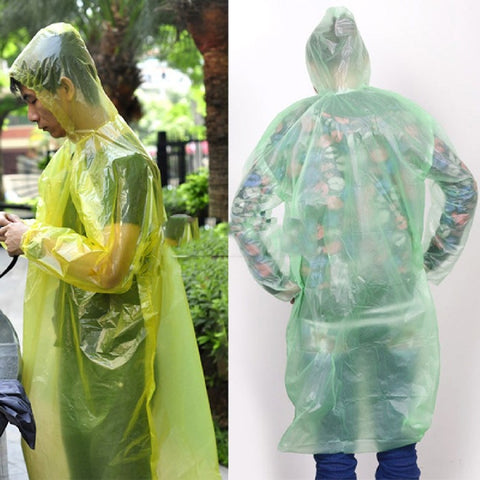 3PCS EMERGENCY RAIN PONCHO WITH HOOD - ONE SIZE FITS ALL