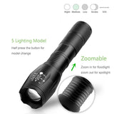 TACTICAL FLASHLIGHT WITH 5 MODES - SUPER STRONG + WATERPROOF + BIKE MOUNT