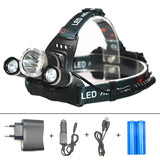 SNAPPY STUFFS SUPER RED HEADLAMP™ - 12000 LUMEN, XM-L T6, 2X18650 BATTERY + CAR & WALL CHARGERS