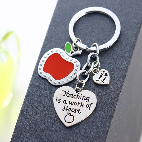 Teacher Appreciation Apple & Heart Keychain