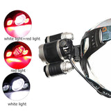 SNAPPY STUFFS SUPER RED HEADLAMP™ - 12000 LUMEN, XM-L T6, 2X18650 BATTERY + CAR & WALL CHARGERS