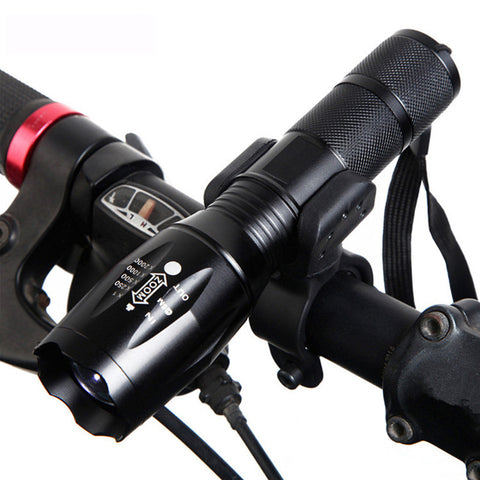TACTICAL FLASHLIGHT WITH 5 MODES - SUPER STRONG + WATERPROOF + BIKE MOUNT